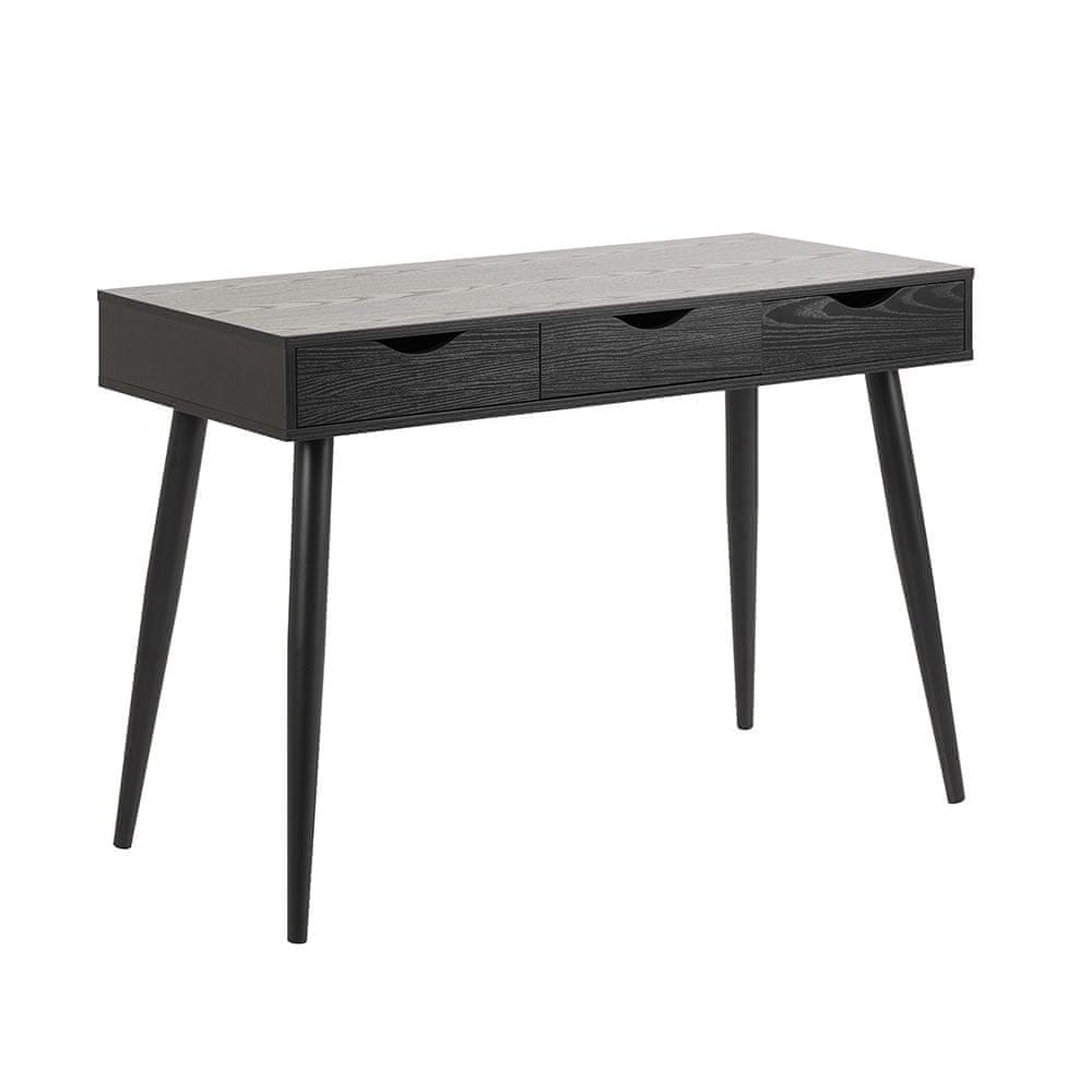 Design Scandinavia Pracovný stôl so zásuvkami Pluto, 110 cm, čierna